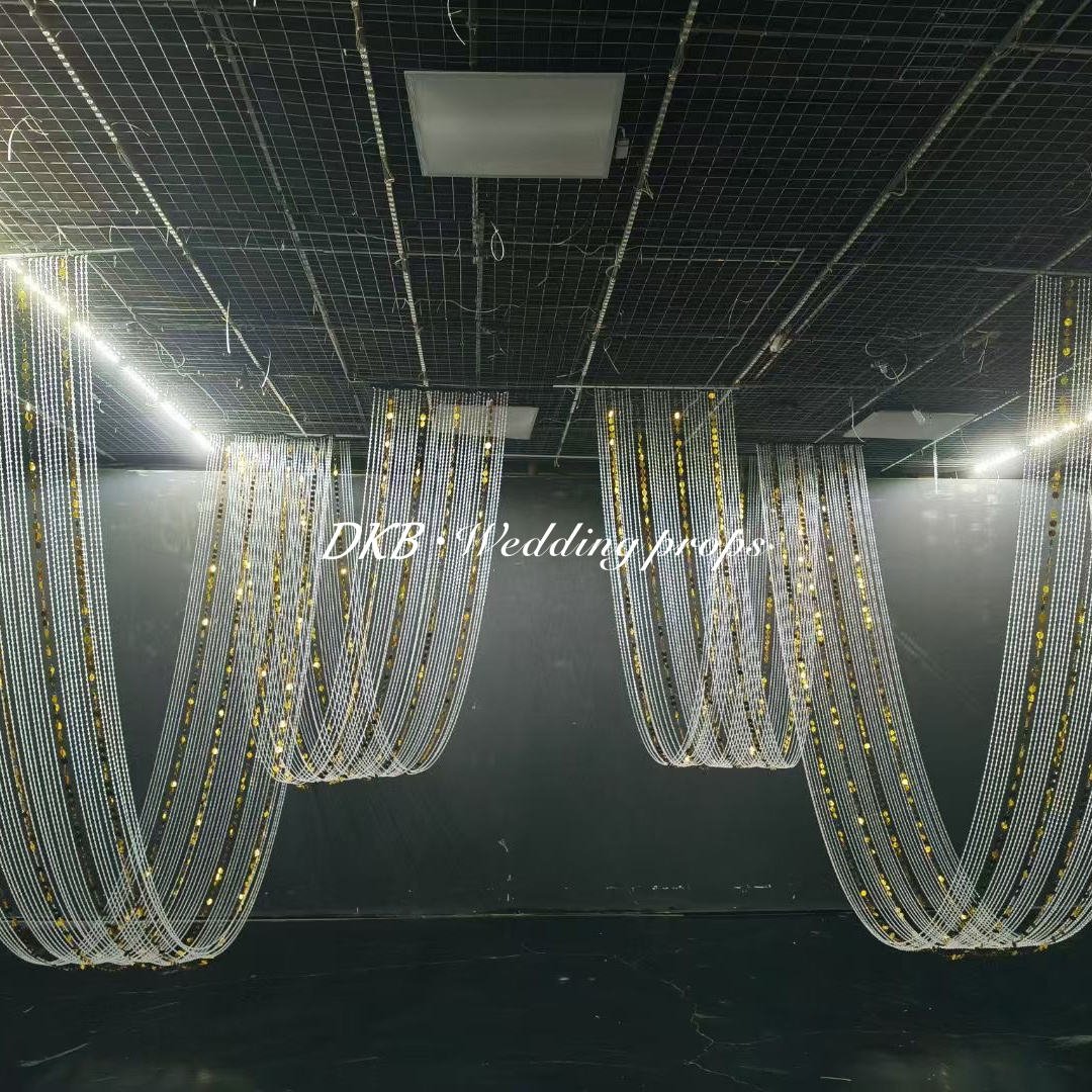New Arrivals Elegant Modern Wedding Ceiling Decoration Acrylic Bead LED Curtain with Wave Design for Event Decoration