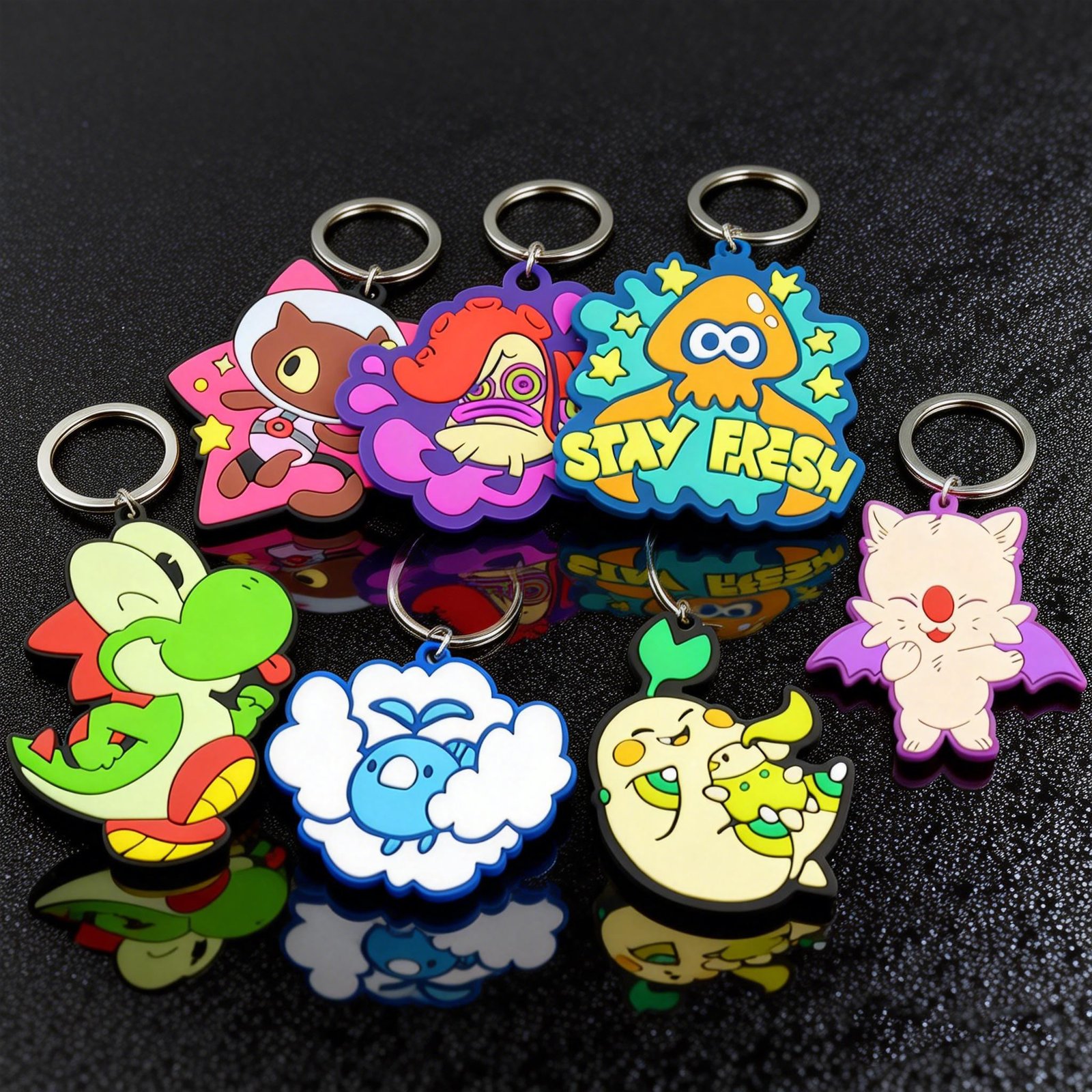 Wholesale Manufacturer Custom Soft Pvc Printed Keychain Rubber 2D 3D Logo Cute Anime Kawai Keychains