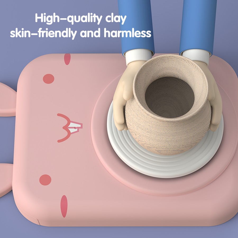 Hand Creative Making Machine Arts Crafts & Diy Toys Educational Learning Baby Electric Rabbit Clay Pottery Wheel Kits for Kids