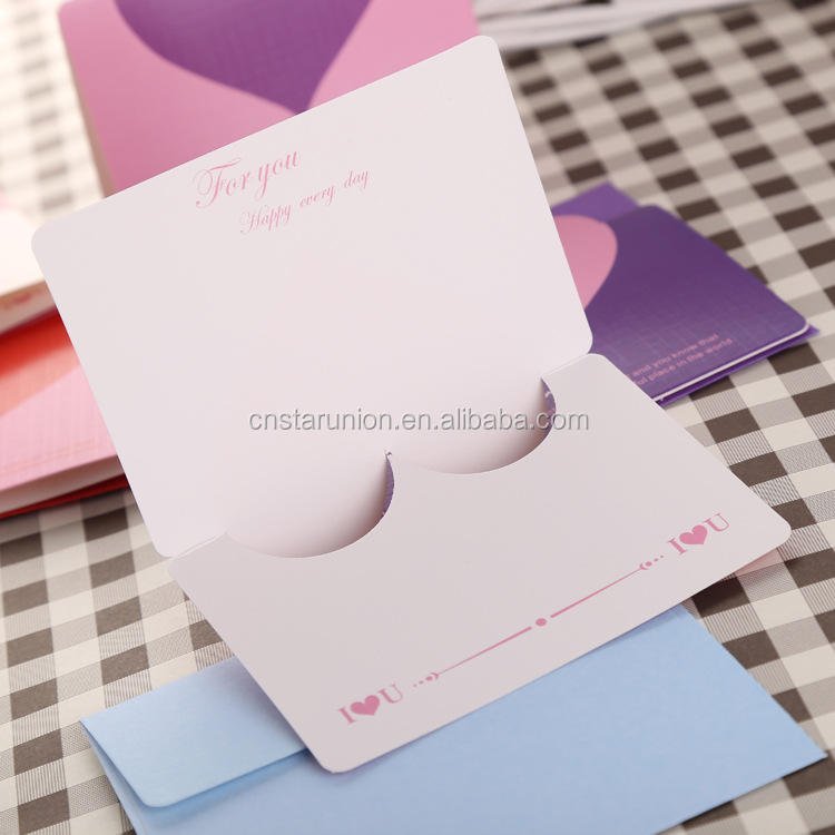 Birthday Greeting Cards,festival Holiday Wishes Cards 100PCS MOQ Bright Color Love Heart Style Paper Celebration Card