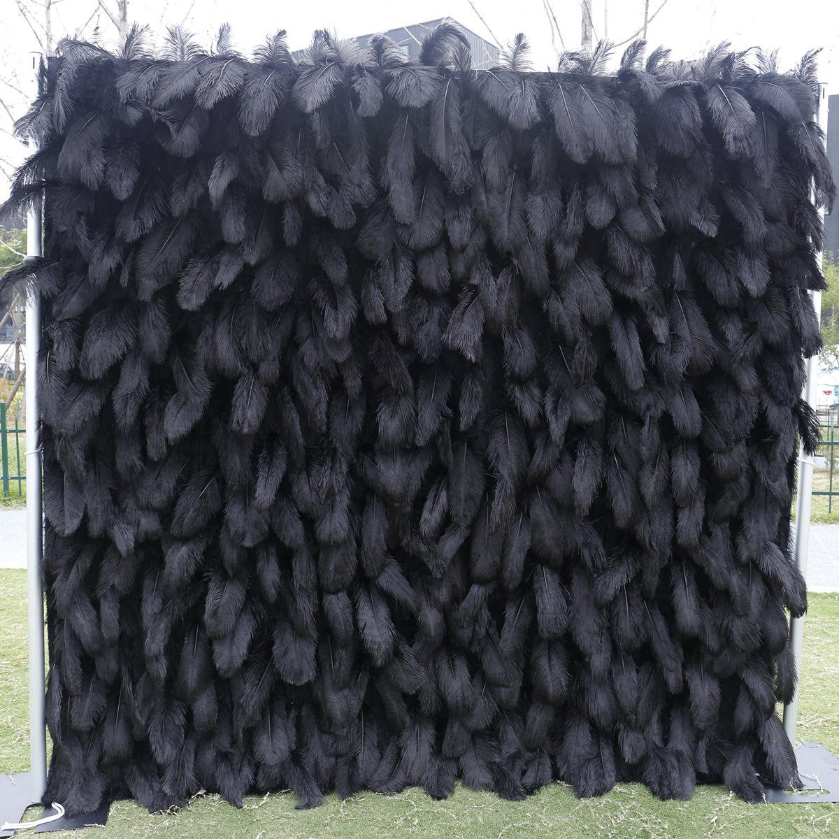 Wedding Party Decorations Supplies 8ft Ostrich Fake Feathers Backdrop Wall Panel Display Centerpieces Birthday Party Modern