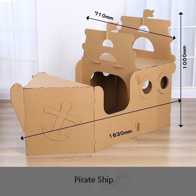 3D Jigsaw Corrugated Paper Craft for Kids Cardboard Assembled Castle Dinosaur Warship Eco-friendly Puzzle Paintable DIY Model