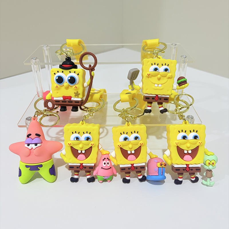 Star Cartoon Kawaii 3D Keychain Plastic Pendant for Book Bag Couple Car Keys Hanging Gifts