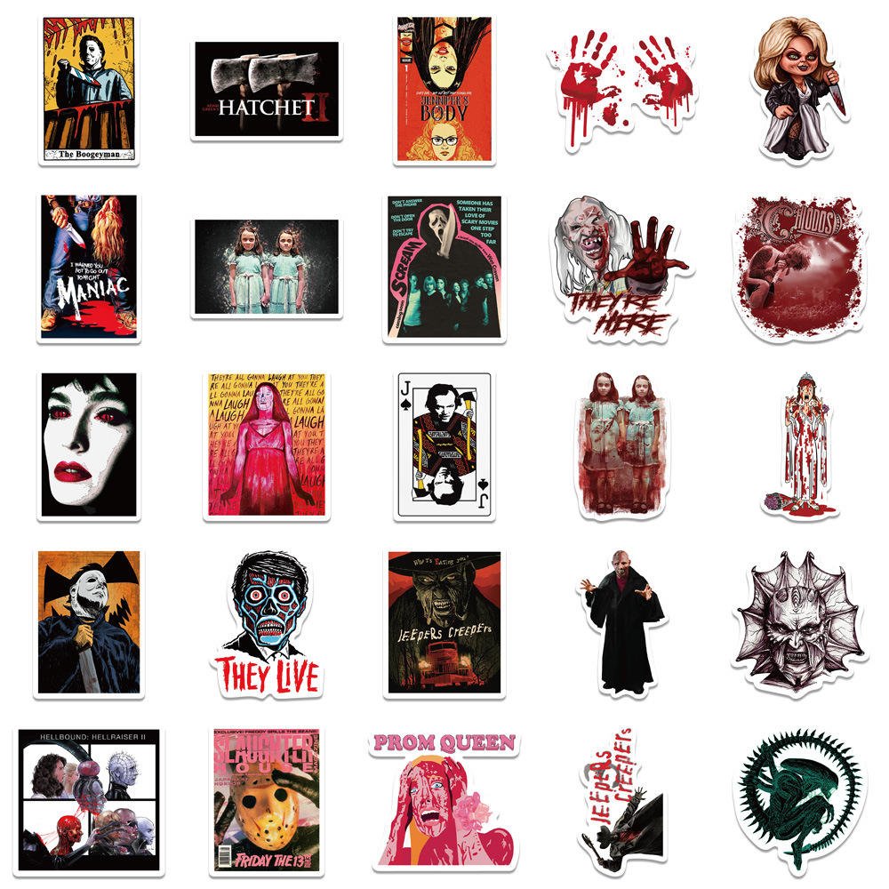 100Pcs Horror Movie Combination Stickers Waterproof Decoration Phone Luggage Horror Party Decoration