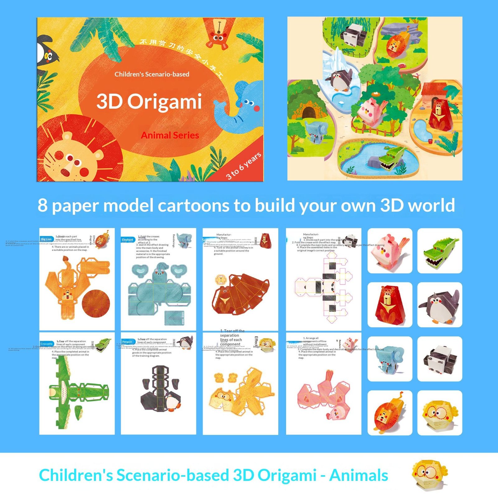 DIY 3D Origami Paper Craft Book for Toddlers Early Learning Creativity Art Project Kit