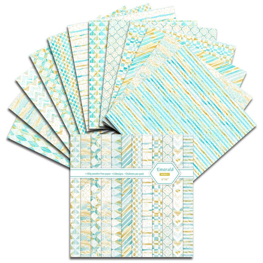 24sheets of Craft Junk Journal Patterned Paper Cardstock 6"x6" Offset Printing Scrapbooking Paper Material Nature Theme