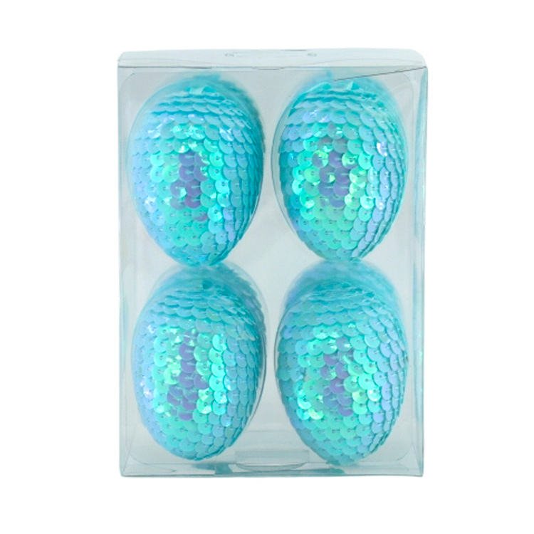 Customized Easter Sequin Eggs 8PCS SET Decoration Easter Polyfoam Eggs Pendant Ribbon Hanging Ornament for Easter Decoration
