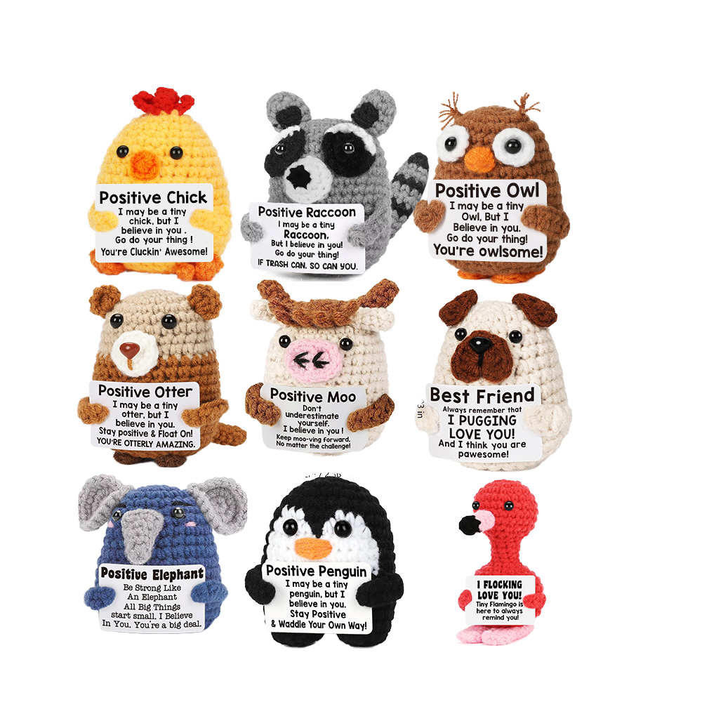 Handmade Crocheted Positive Raccoon Animal Gift 120 Styles Inspirational Knitted Potato Doll Other Crafts
