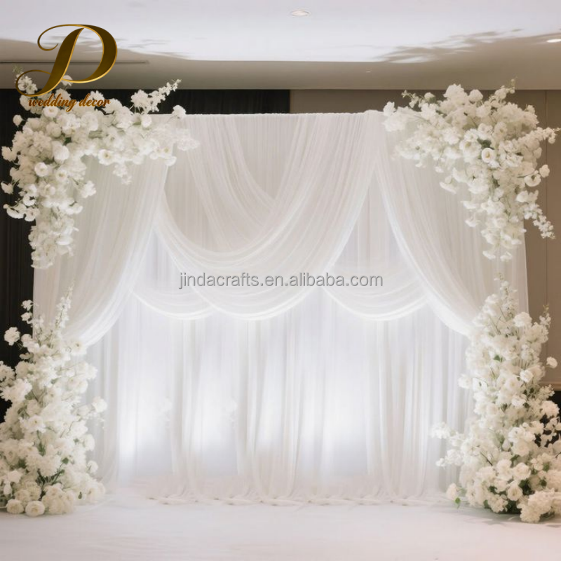 JINDA CUSTOM Milk Silk Fabric Wedding Backdrop Curtain Event Party Stage Panels for Decorative Background