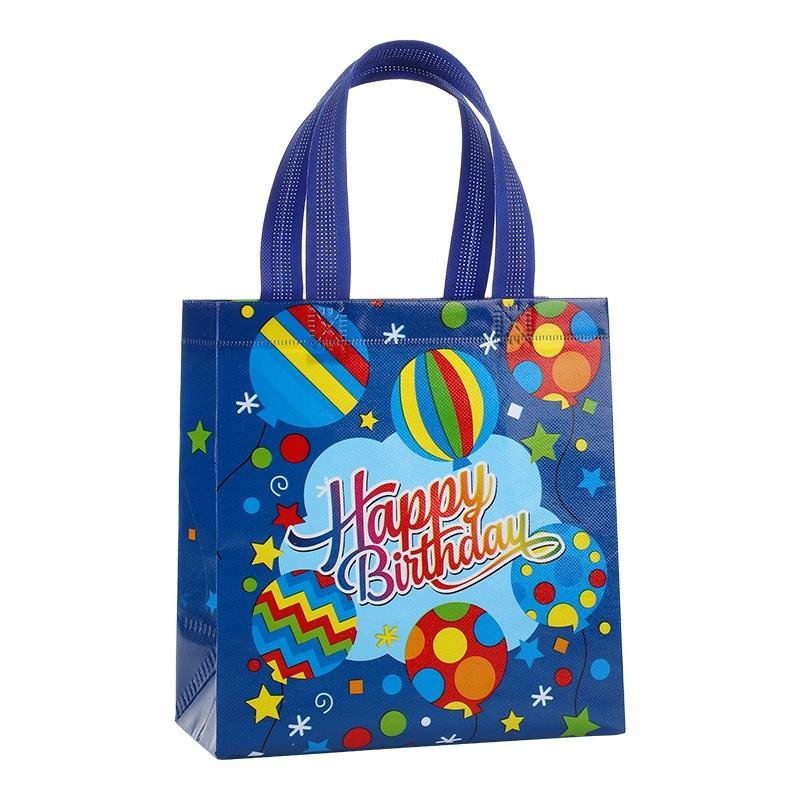 Happy Birthday Gift Bags Cartoon Non-woven Tote Bags Kids Party Favor Bags Cake Balloon Packaging Wholesale Reusable Bags