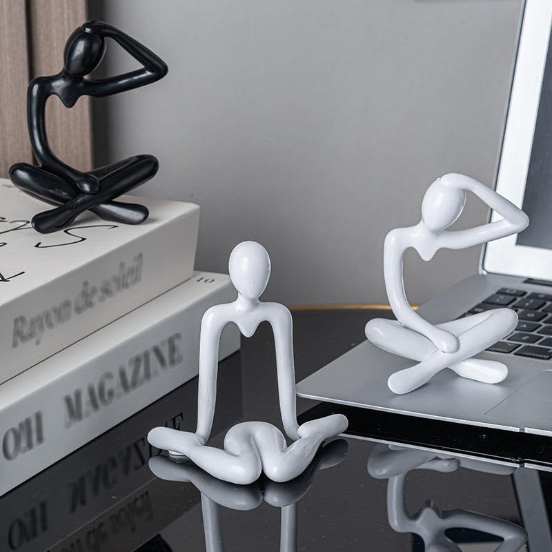 Modern Plastic Crafts Abstract Figure Statue Thinker Sculptures Artificial Figurine Creative Home Decoration for Living Room