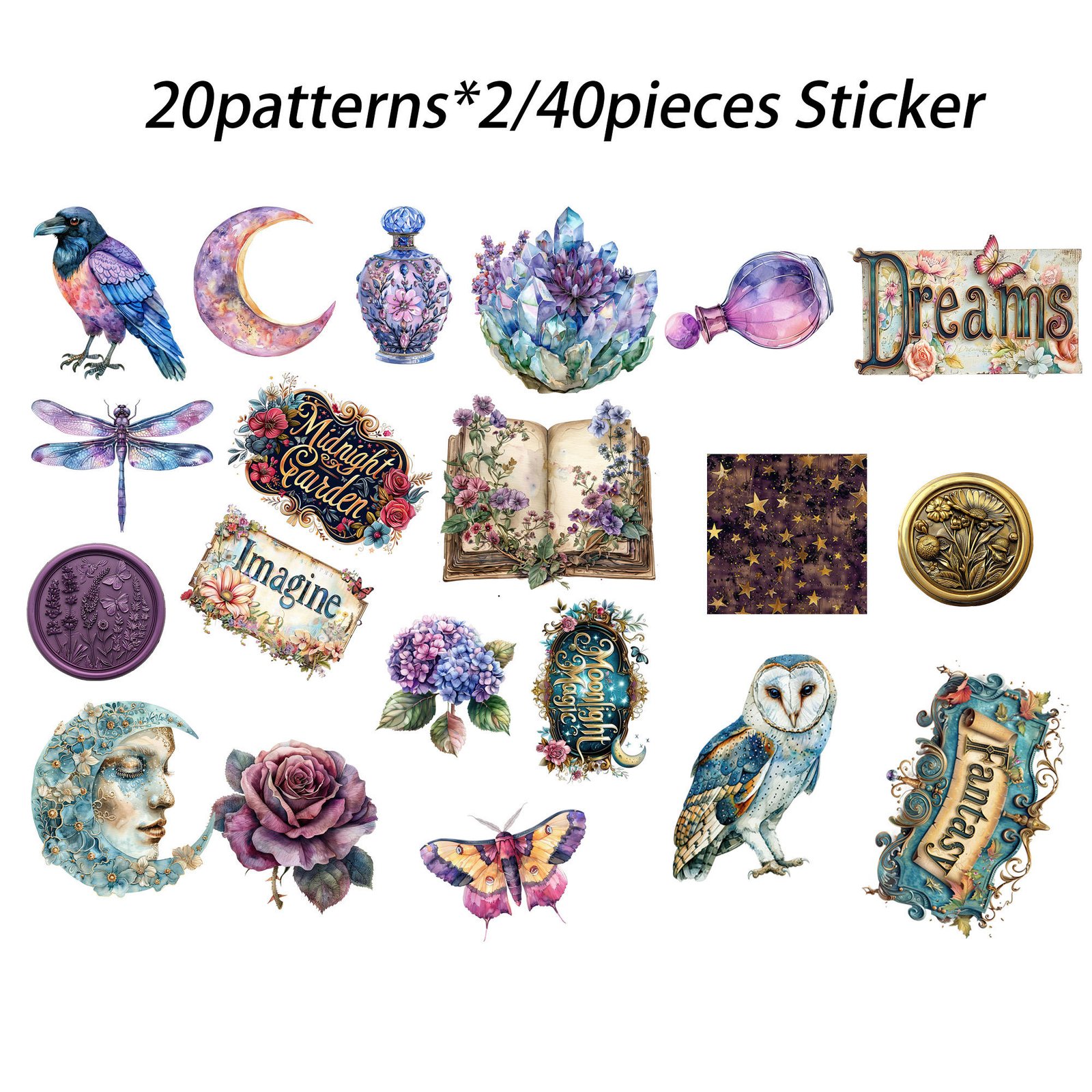 JAI IMAN 12sheets A5 Paper and 40stickers Gothic Garden DIY Scrapbook Paper Set Decor Crafts for Junk Journals