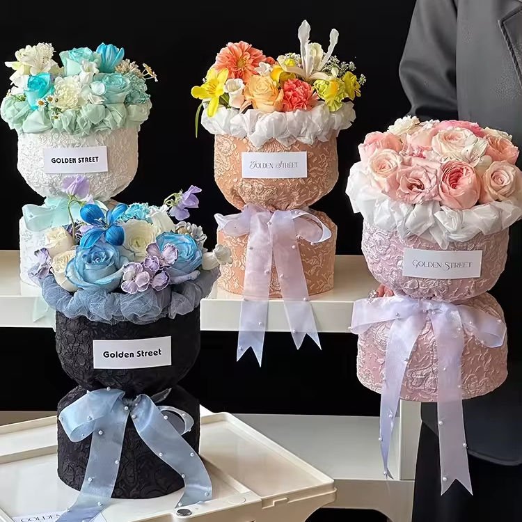 Handmade Chinese Style DIY Flower Bouquet Wrapping Paper Cloth Pulp Floral Gift Material for Art Shop or Personal Floral Gifts