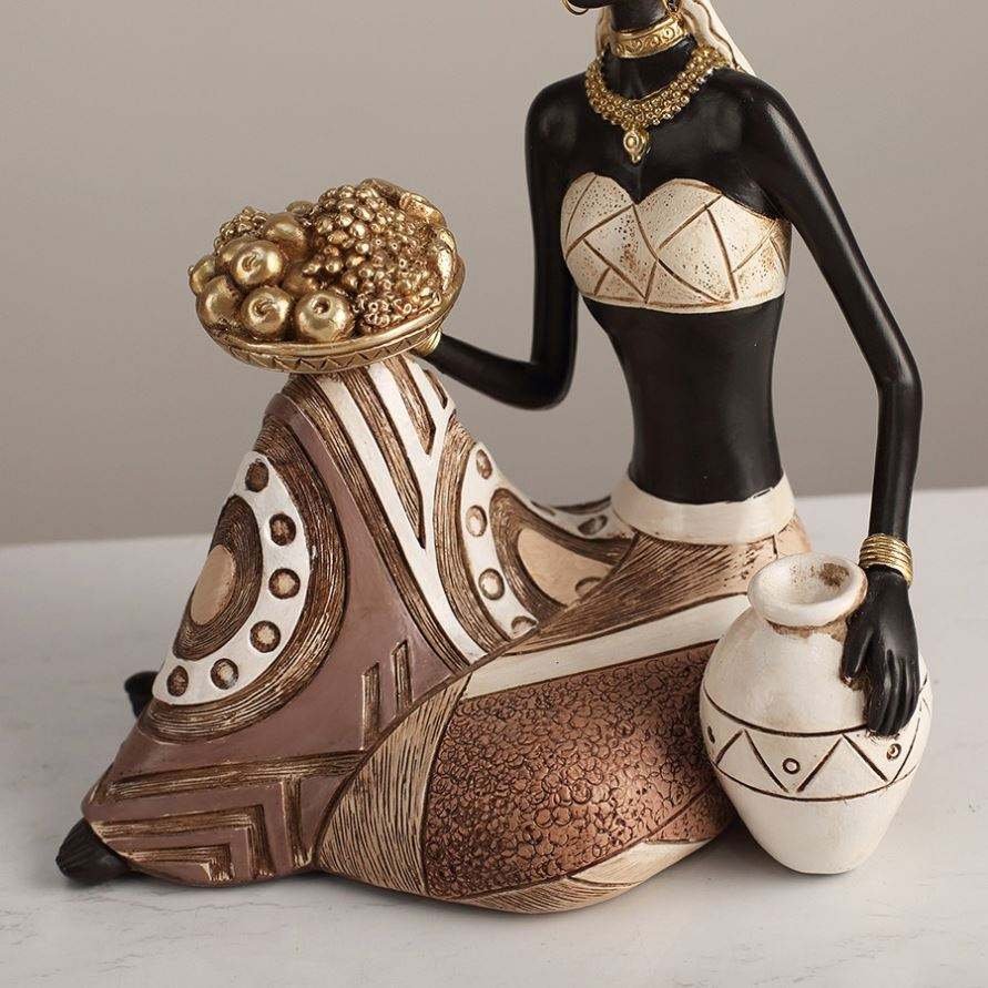 Artisan Vintage Resin African Figurine Decor Creative Retro Art Piece for Bookshelf, Living Room, Entryway Display