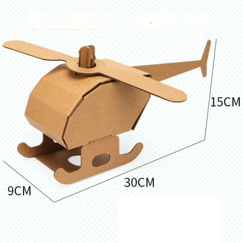 3D Jigsaw Corrugated Paper Craft for Kids Cardboard Assembled Castle Dinosaur Warship Eco-friendly Puzzle Paintable DIY Model