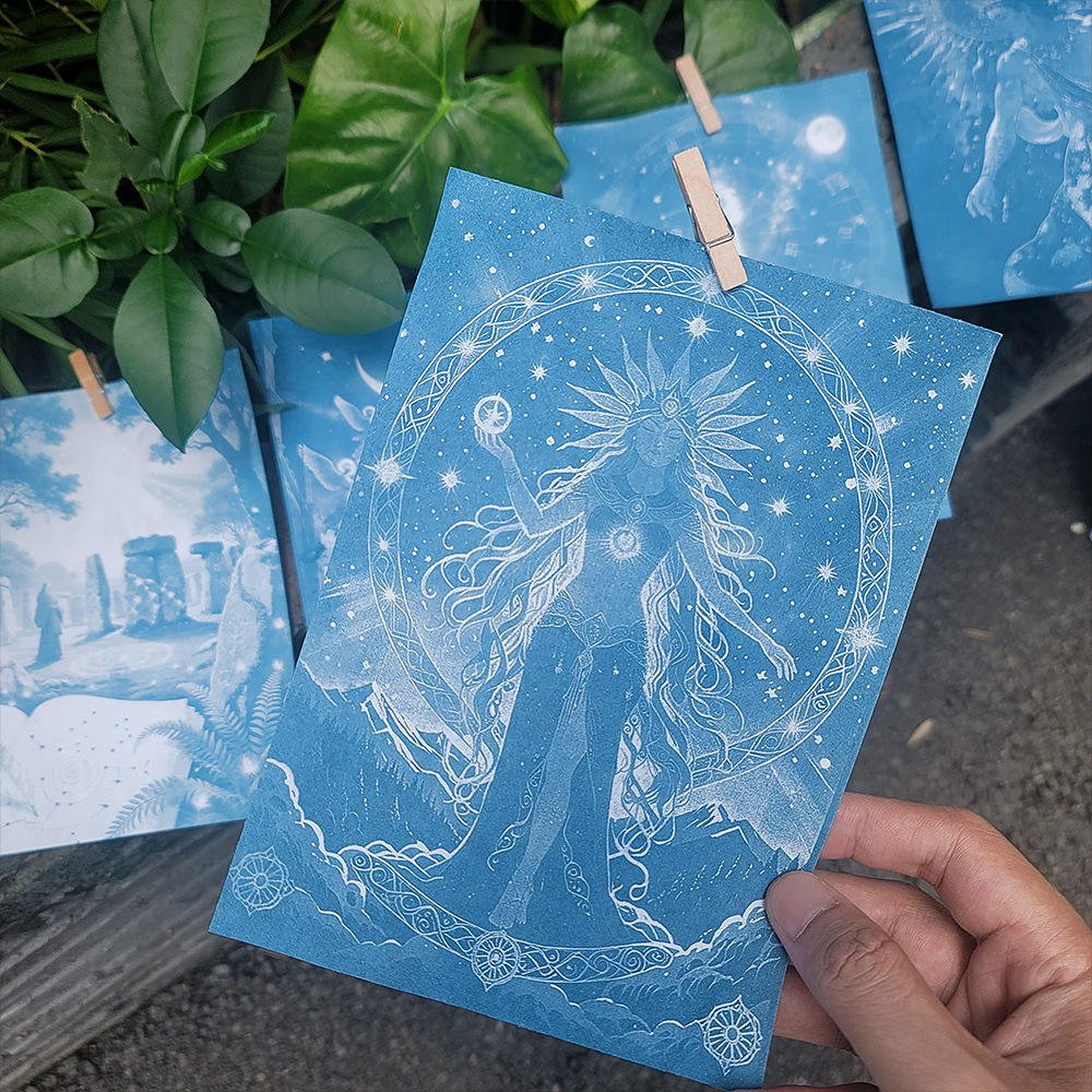 Cross-border A5 Star Moon Blue Printing Cyanotype Creative Gift Set DIY Handmade Photo Paper Romantic Model DIY Kit