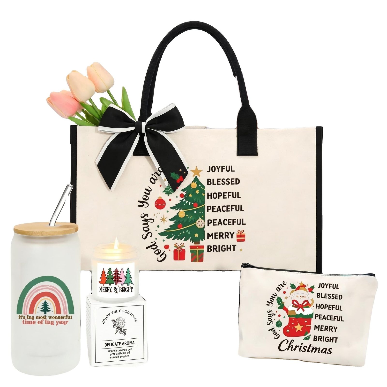 Christmas & Mother's Day Holiday Gift Set-Canvas Promotional Novelty Gifts for Women Mom Friends & Corporate Bulk Orders