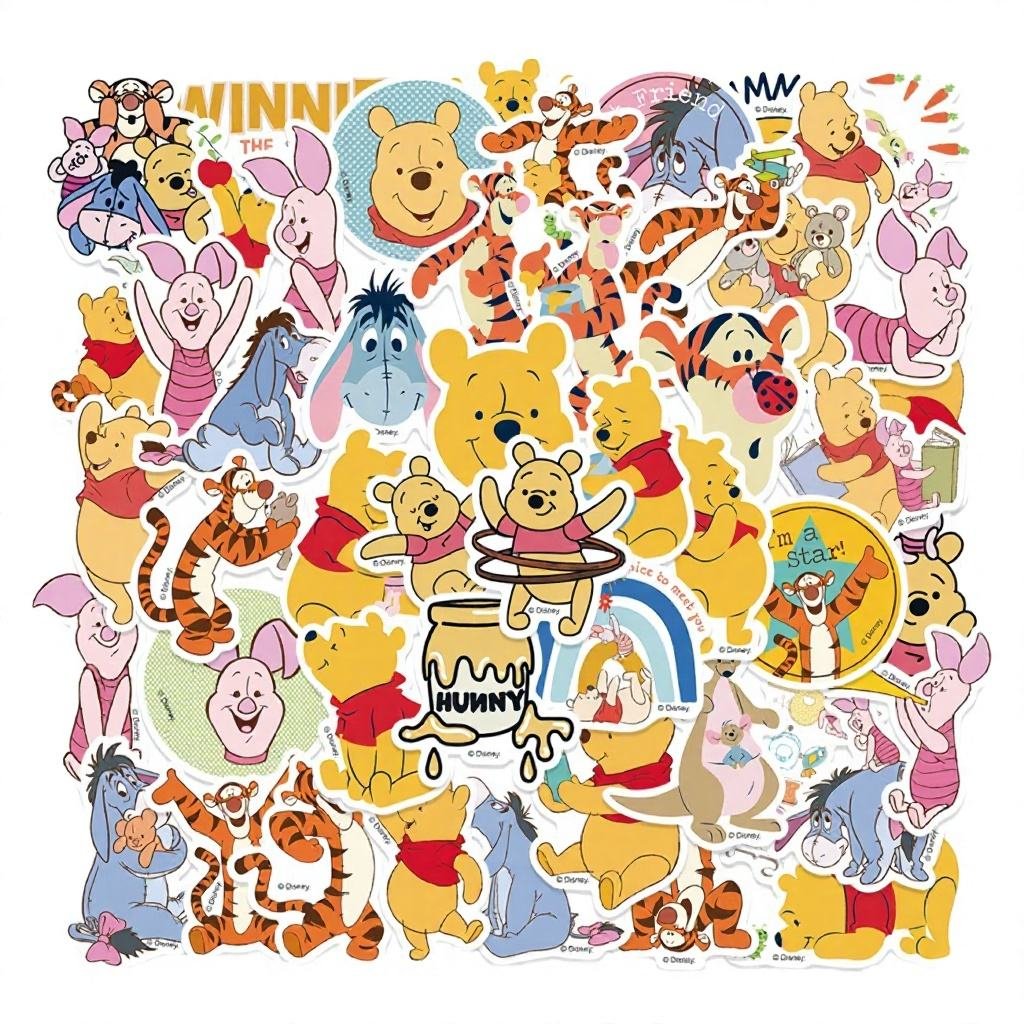 50PCS Cartoon Bear Graffiti Stickers Eco-friendly Waterproof PVC Die-Cut DIY Decals for Cup Guitar Laptop Fridge Luggage Decor