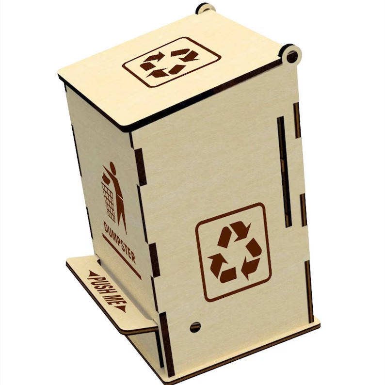 Wooden Crafts Supplier Laser Engraved 3d Puzzles Dumpster Wooden Boxes Toys for Kids Other Education Toys