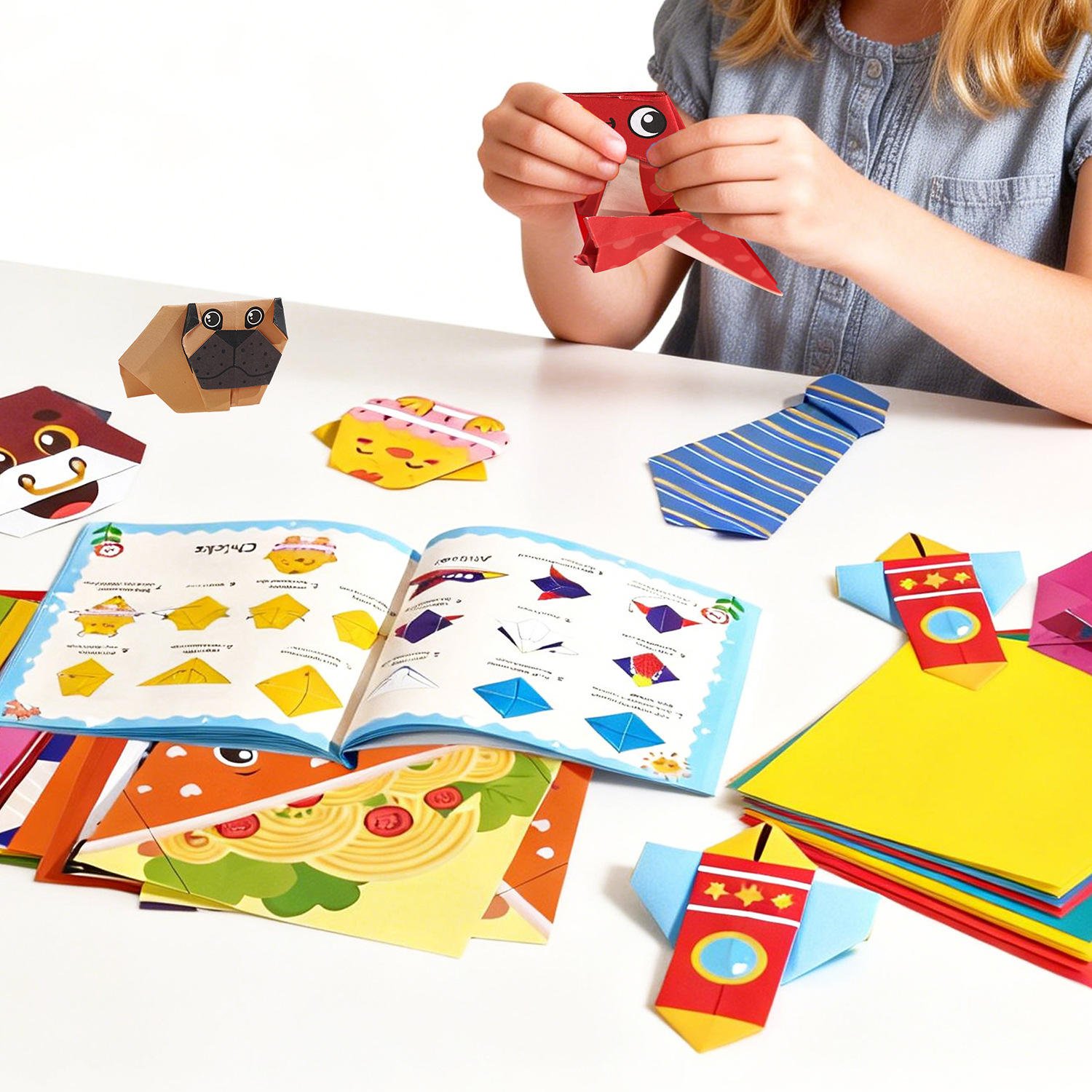 Kids Origami Paper Kit DIY 3D Animal Handmade Craft Set with English Instructions Creative Colorful Folding Paper