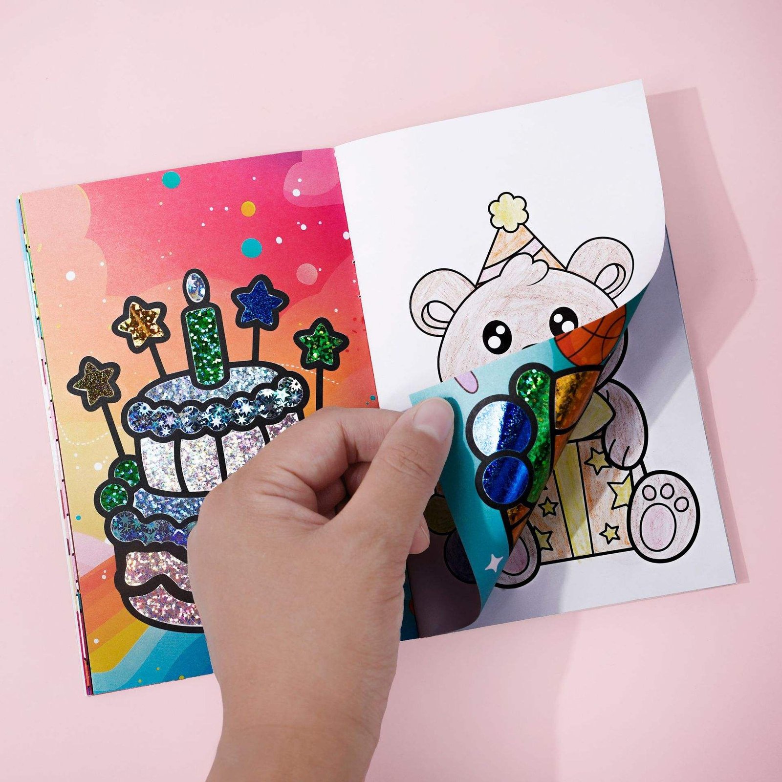 Creative Paper Craft Kit for Ages 3-6 Coloring Foil Sticker & Holiday Party Activities Shine Coloring Book Paper Art Foil Craft