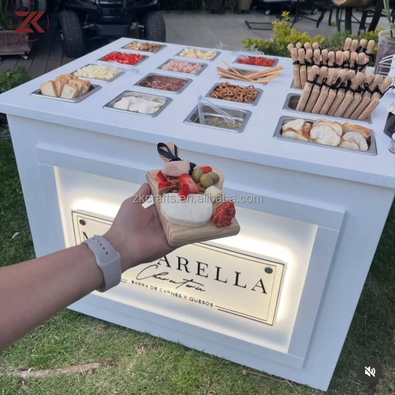 ZKAI LED RGB Light Party Supplies Shots Cart Custom Cake Ice Cream Moving Bar Candy Cart for Wedding Birthday Party Events