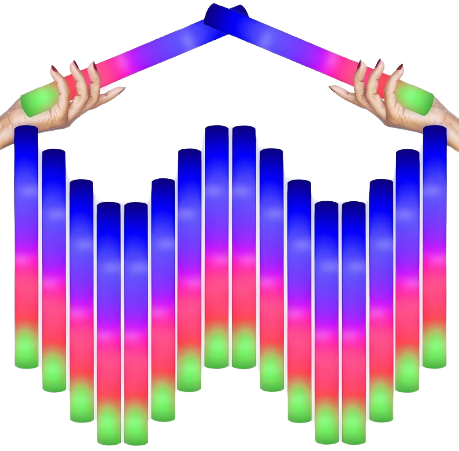 LED Light Portable Foam Glow-in-Dark Sticks 3-Color Flashing Baton Wands ROMANCE Theme Party Supplies for Weddings Raves