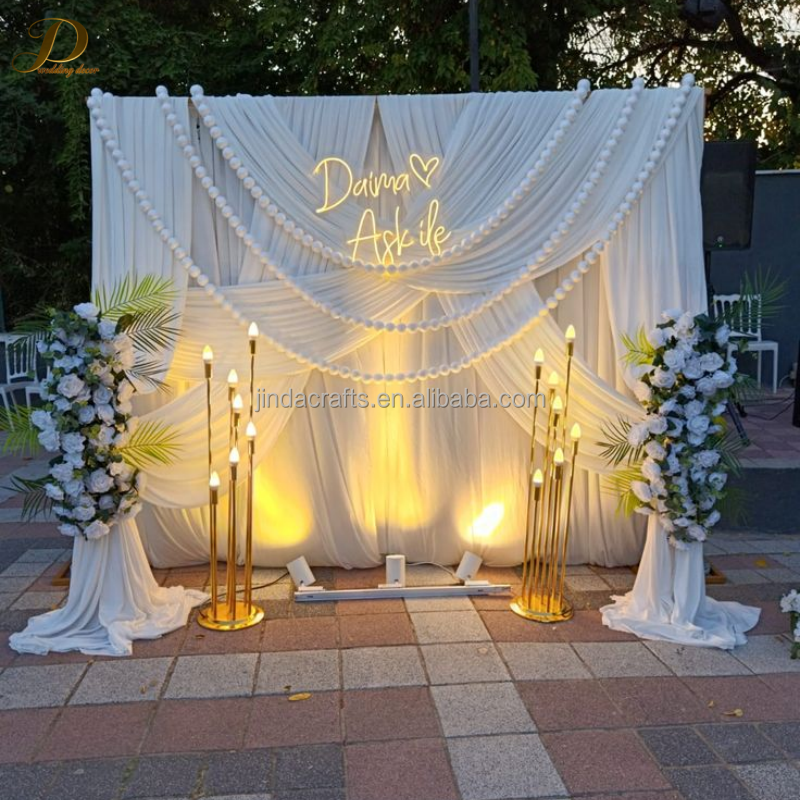 JINDA CUSTOM Milk Silk Fabric Wedding Backdrop Curtain Event Party Stage Panels for Decorative Background