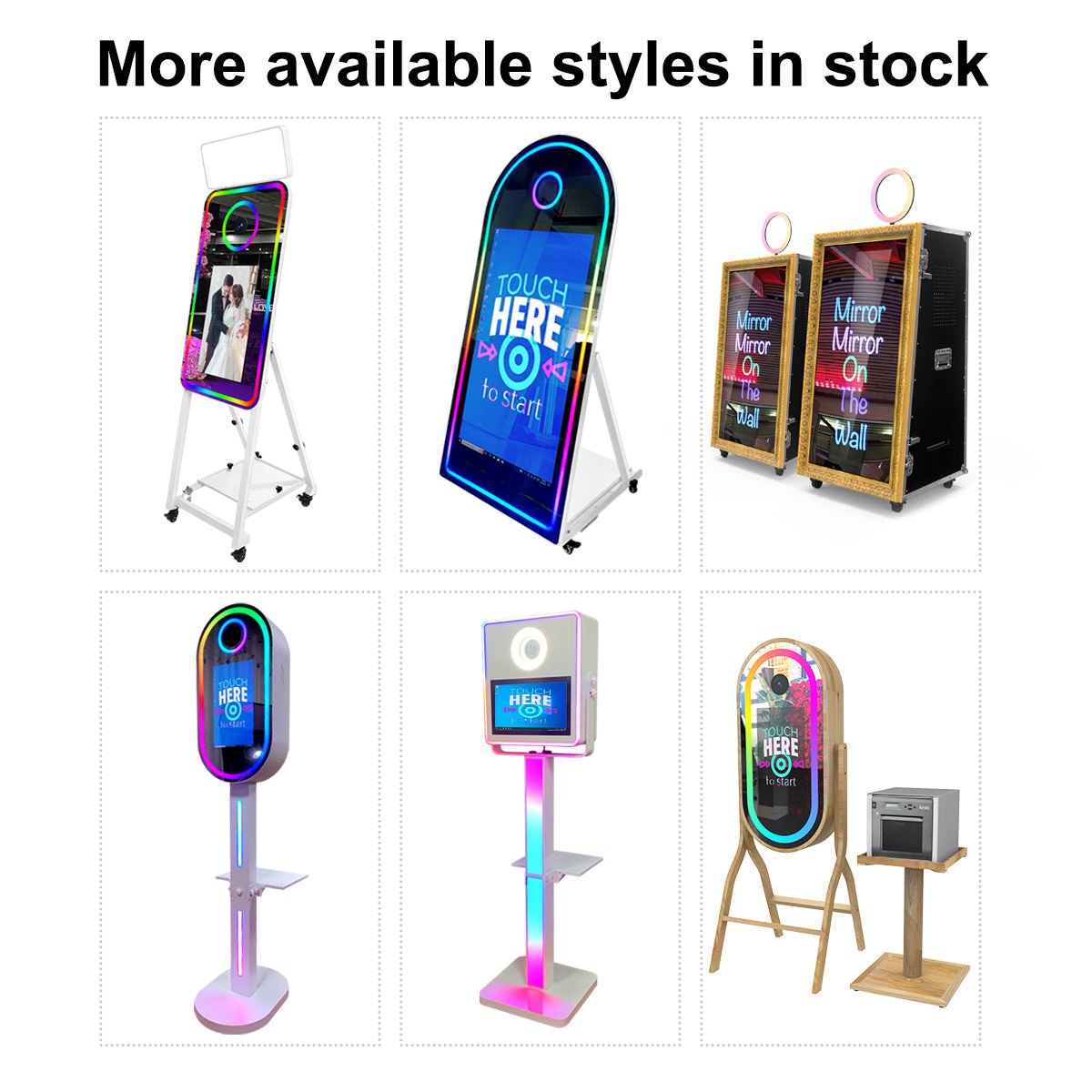 65"portable Open air Flight case Automatic Led Selfie Photobooth Mirror Photo Booth Machine with Printer for Events