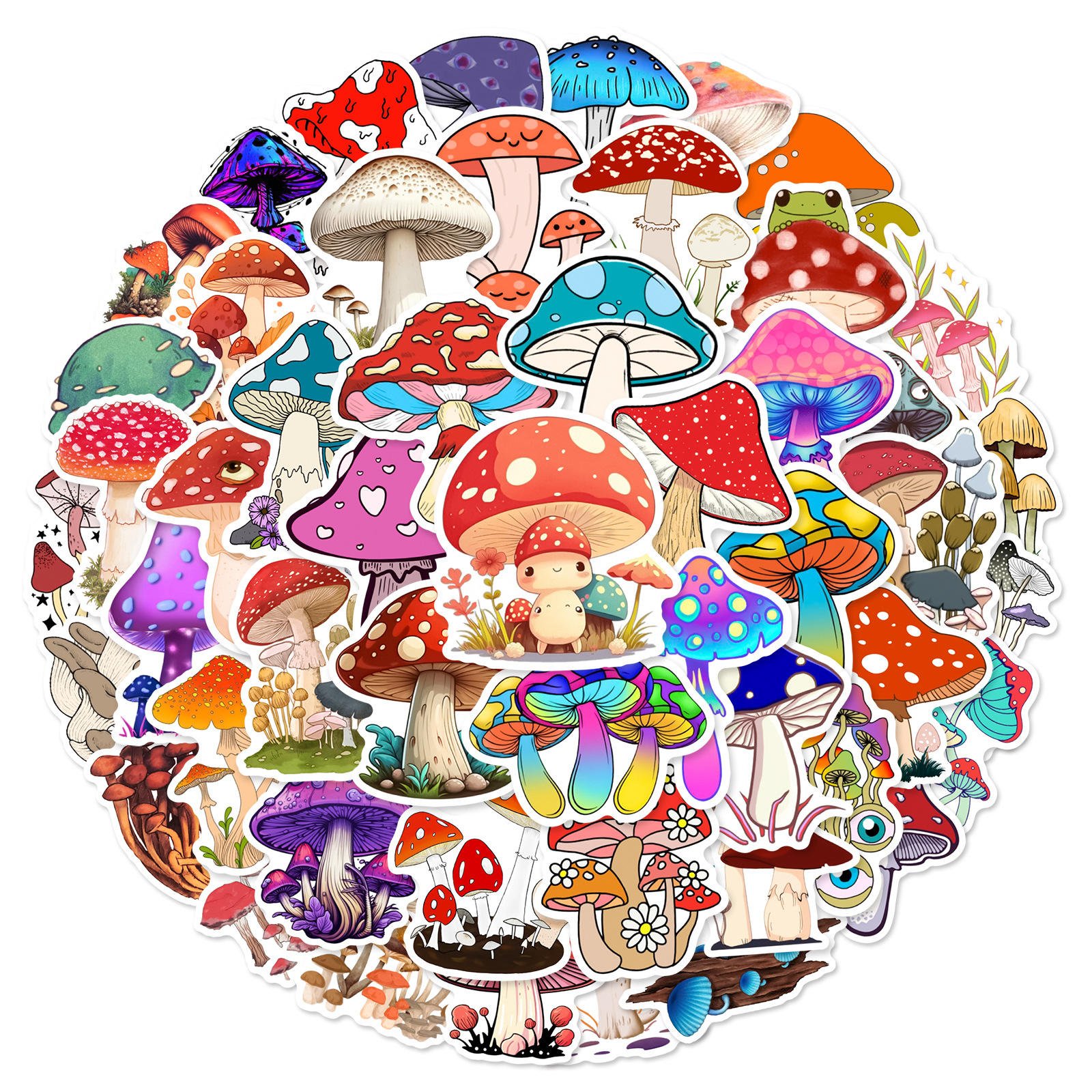 50pcs Pack Decorative Decals Vinyl Waterproof Aesthetic Stickers Mushroom Stickers for Kids