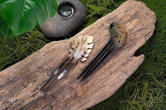 Women's Natural Buffalo Horn Hairpin Stick Smooth Teeth Polished Eco-Friendly Personal Care Accessory Polyfoam Crafts