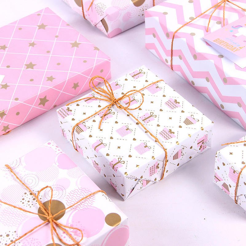 Glossy Coated Virgin Craft Paper Material Pinkish Custom Diy Crafts Gift Packaging Personalised Universal Wrapping Paper