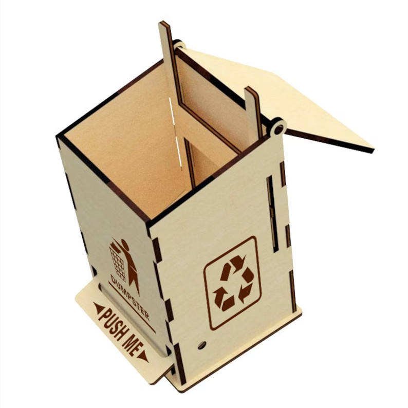 Wooden Crafts Supplier Laser Engraved 3d Puzzles Dumpster Wooden Boxes Toys for Kids Other Education Toys