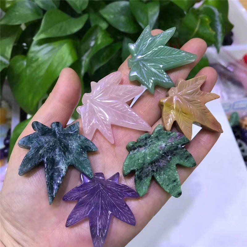 High Quality Wholesale Folk Crafts Artificial Mix Crystal and Gemstone Carved Leaf Unique Other Crystal Crafts
