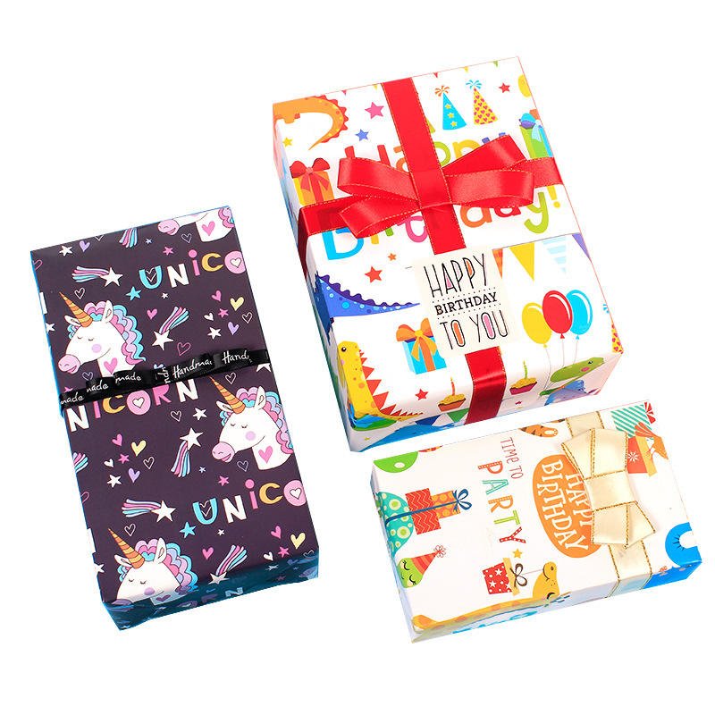 Factory Direct Sale Christmas Gift Wrapping Paper Unicorn Flamingo Birthday Custom Printed Gift Packing Paper Craft