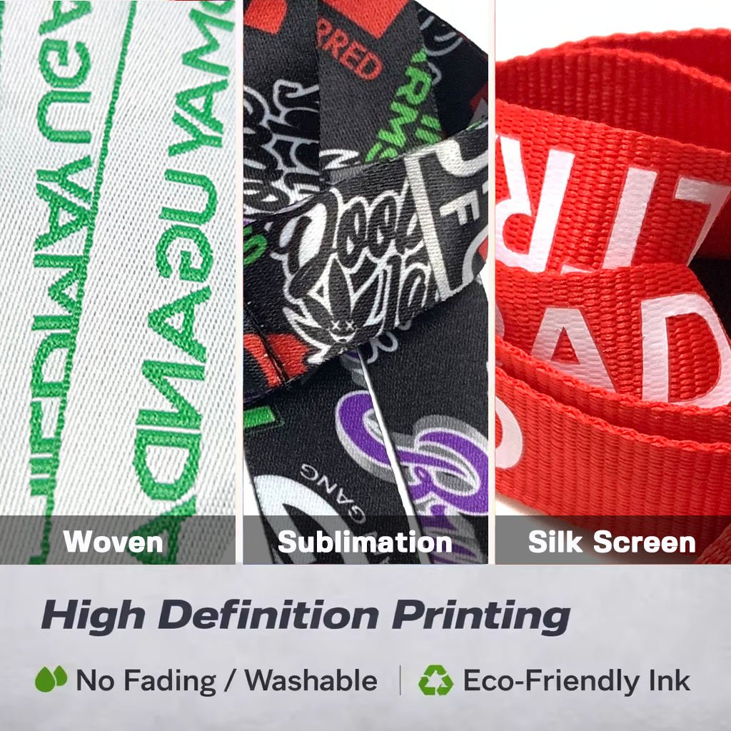 Personalised Polyester Custom Bright Color Sublimation Heat Transfer Printing Neck Id Badge Tool Lanyard with Alligator Clips
