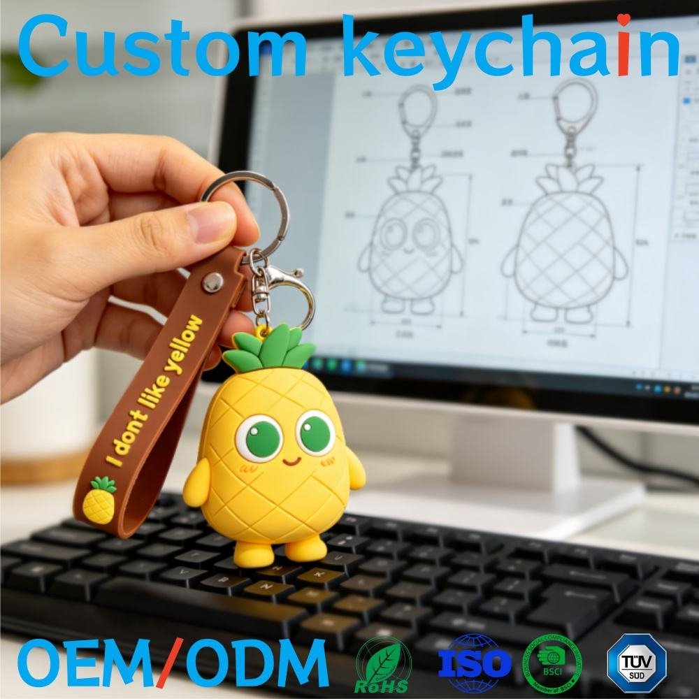 Custom Cartoon Anime Characters Wholesale 3D Sports Keychains Souvenirs Plastic PVC Keyring Pendant Rubber Key Chain