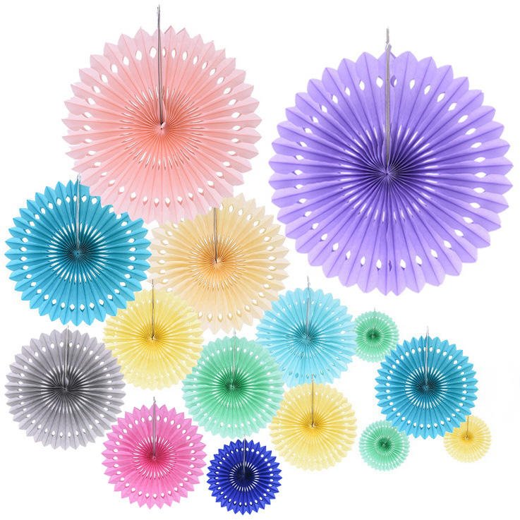 Tissue Hanging Paper Fan DIY Decoration Crafts Wedding Birthday Party Flower Fan