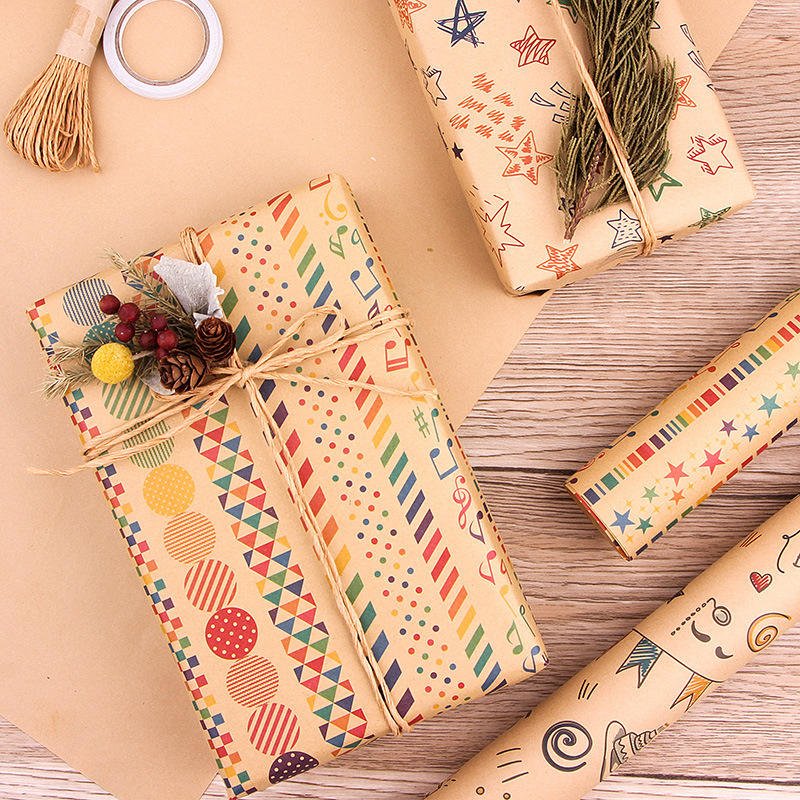 SY New DIY Kraft Paper Moisture-Proof Coated Note for Valentine's Day Birthday & Holiday Gift Wrapping Packaging Paper