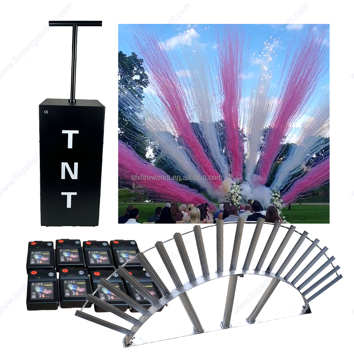 Event Rent Fx Customize Confetti Powder Cannon Party Supplies New Design Popper Fireworks Wedding Tnt Smoke Bomb Gender Reveal