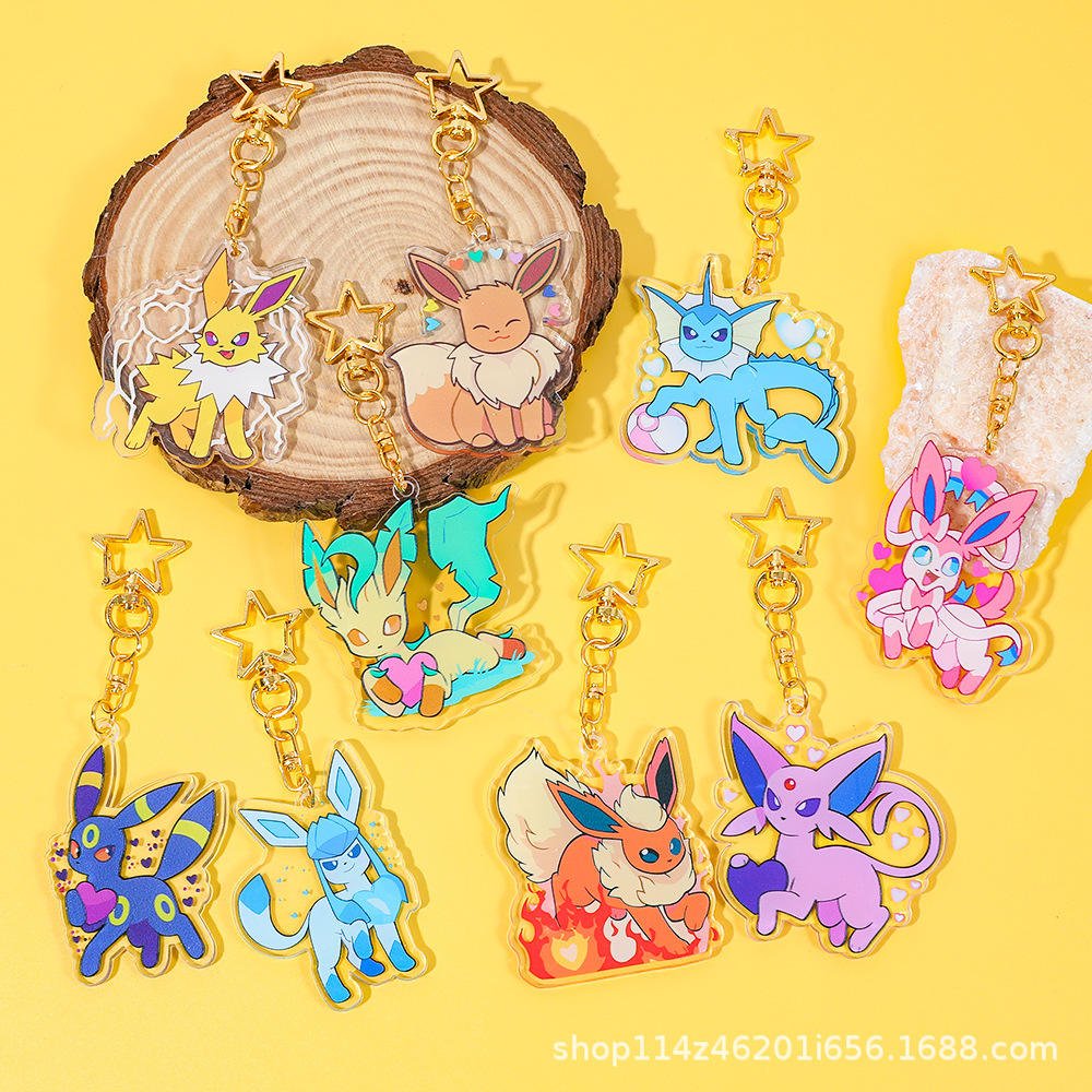 Stylish Pokmon Series Acrylic Keychains Brightly Colored Eco-friendly Ins Style Everyday Plastic Carabiner Fashion Accessory