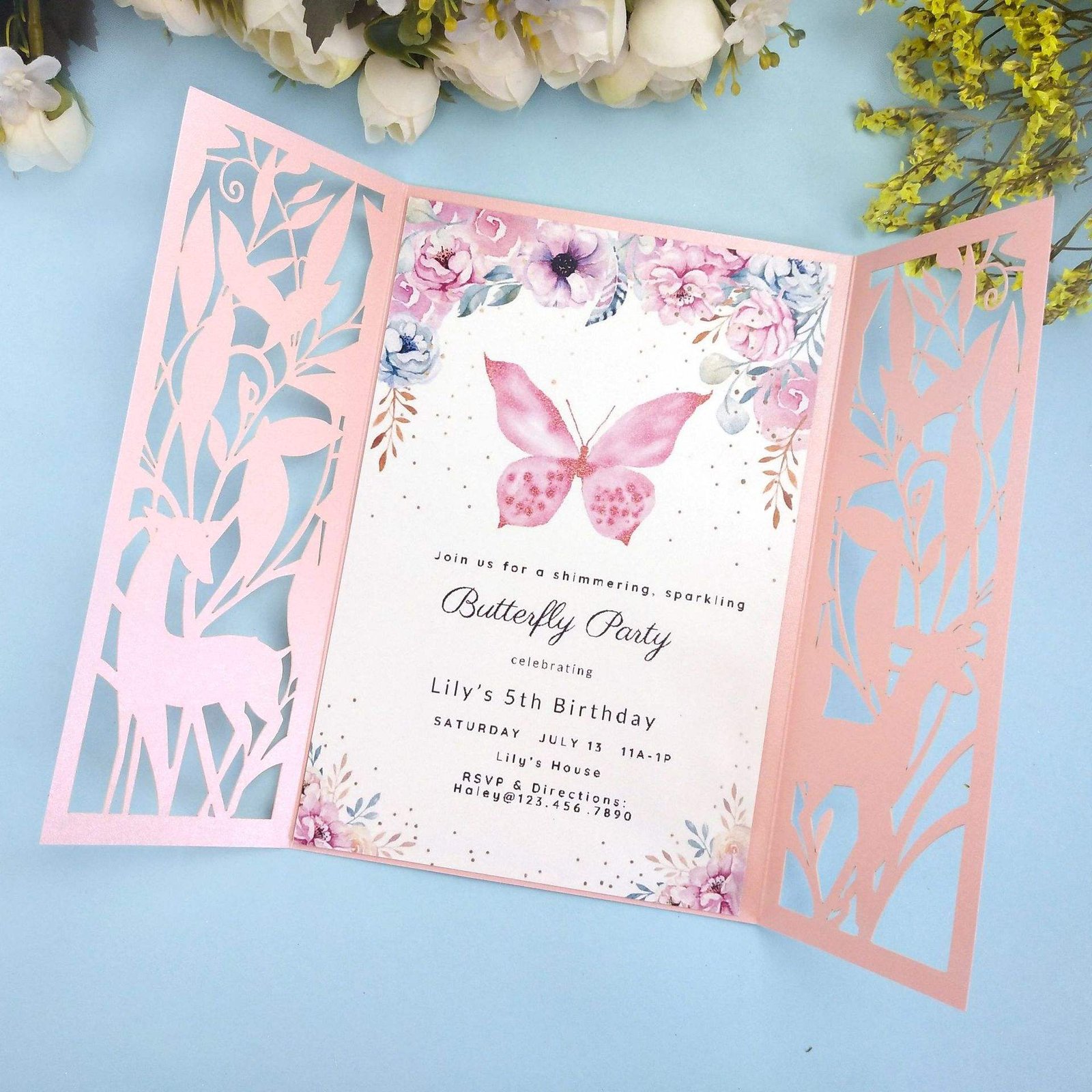 Luxury Elegant Custom Laser Cut Bridal Shower Wedding Invitation Envelope Card