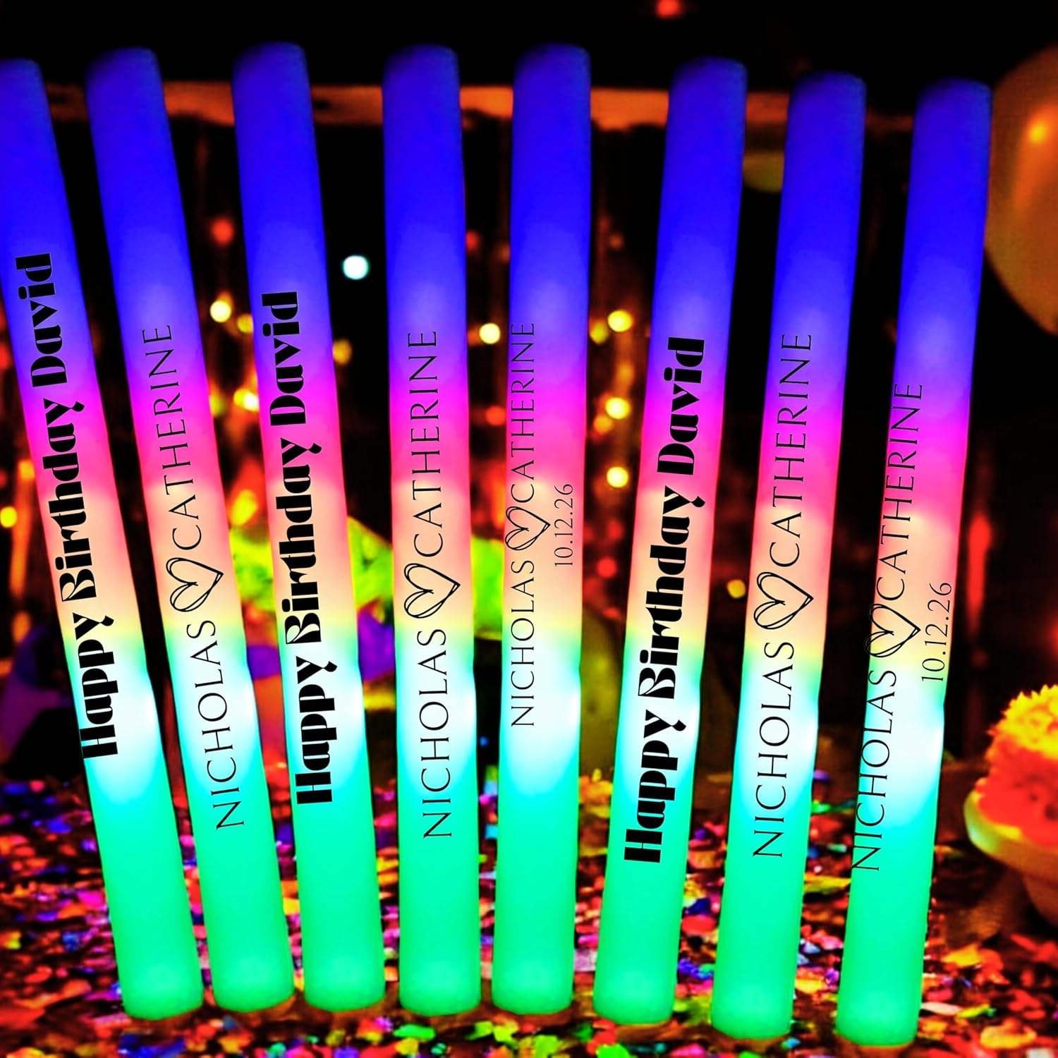 Led Light up Foam Sticks Glow in Dark Sticks with 3 Colors Flashing Baton Wands Party Supplies for Wedding Raves Concert