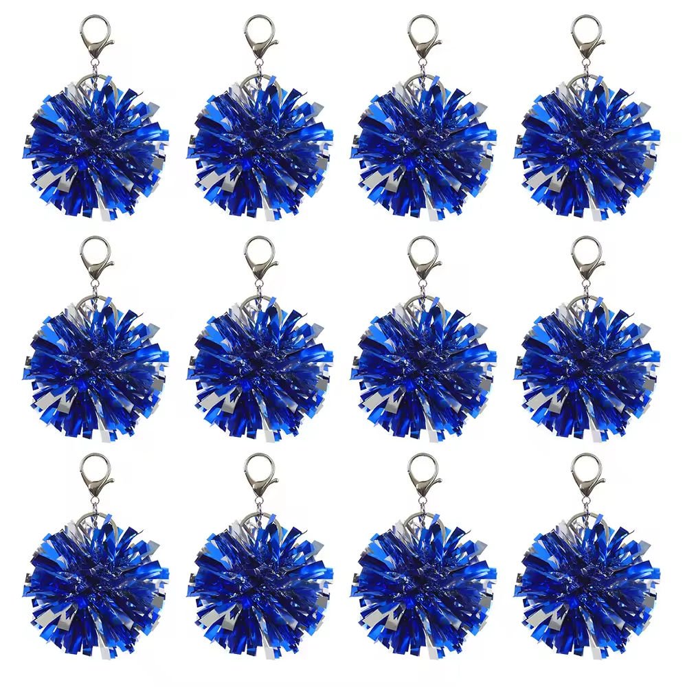 Cheerleading Pompoms Key Chains Bulk Cheer Accessory Gift Metallic Foil Plastic Sports Charm Cheer Cheerleader Pom Poms Keychain