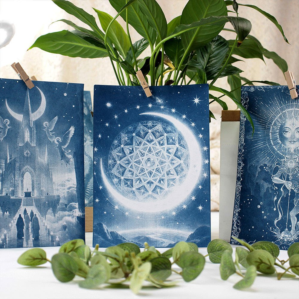 Cross-border A5 Star Moon Blue Printing Cyanotype Creative Gift Set DIY Handmade Photo Paper Romantic Model DIY Kit