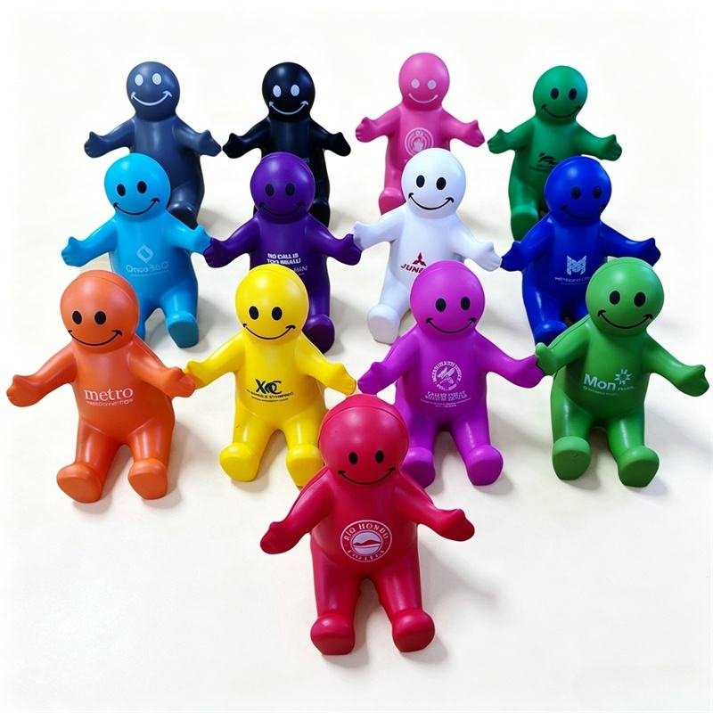 Custom Branded PU Foam Stress Relief Man Toy Bulk Promotional Squeeze Ball with Smiley Face