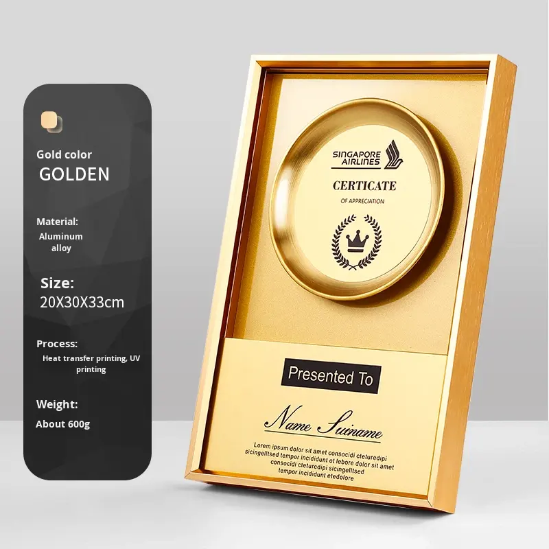 Free Design High-End Eco-friendly Metal Award Plaques Custom-Made Sports Theme Medals Award Customization Company Honor
