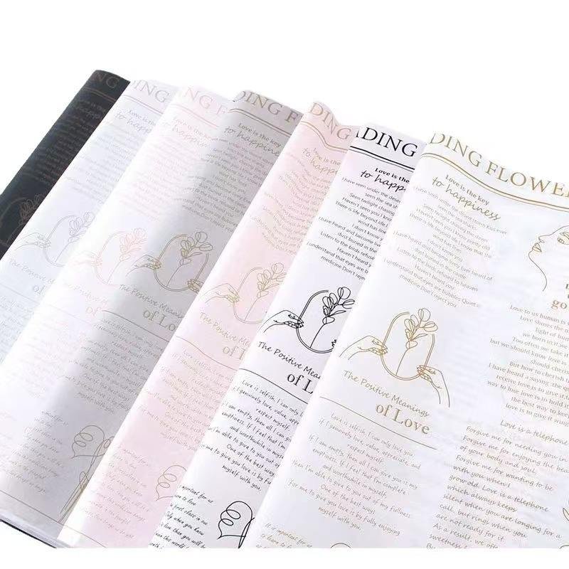Eco-Friendly Biodegradable Recyclable Antistatic Single-Sided Craft Paper Wrapping PE Floral Design Custom Colors Silver Gray