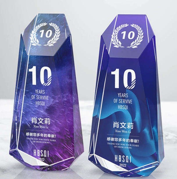 Customisable Crystal Glass Award Coloured Printing Trophy Souvenir Gift Other Crystal Crafts Product Category