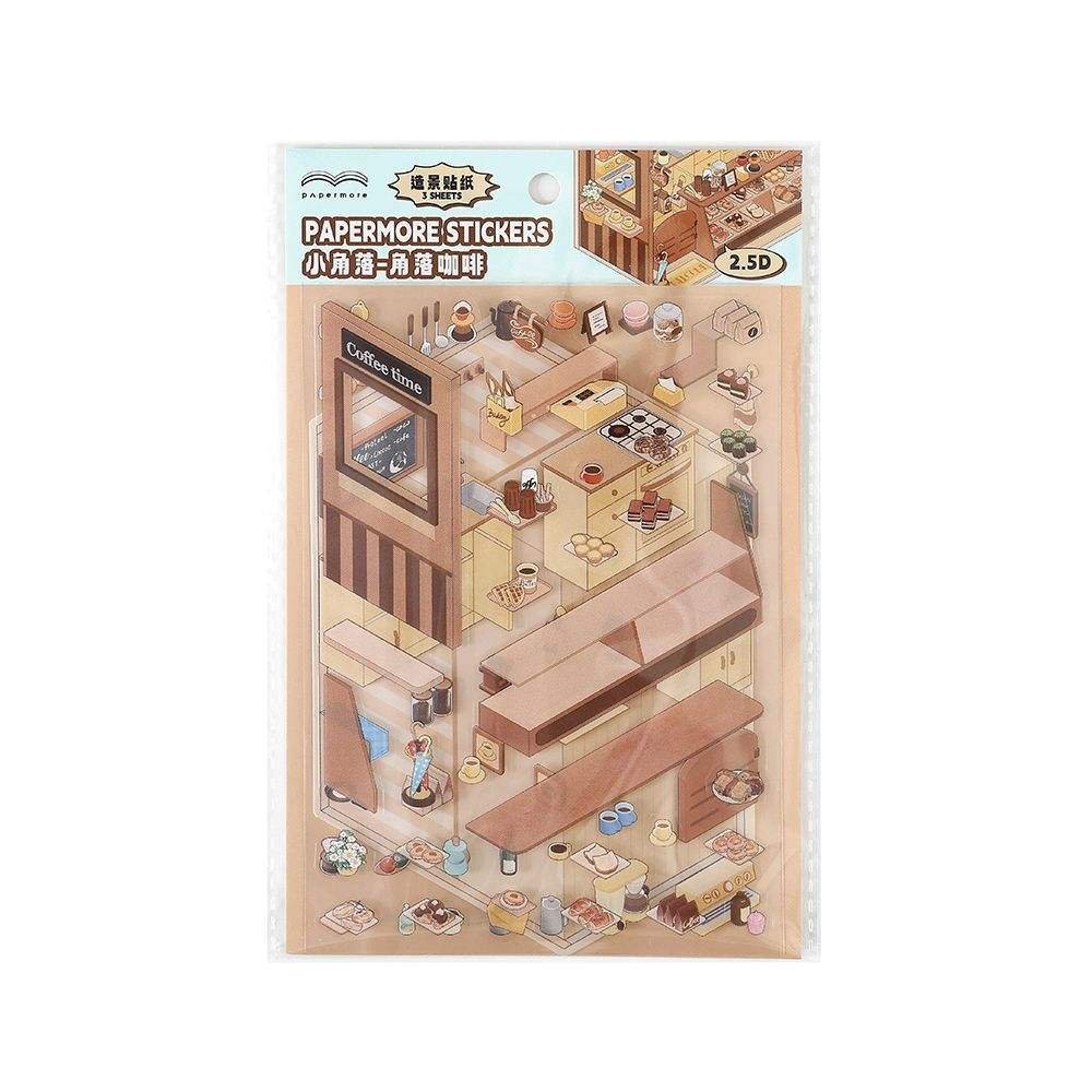 3pcs/pack Stickers Small Corner Series Scene Scenography Handbook DIY Material Decorative Stickers